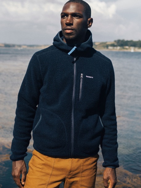Finisterre Navy Hegen Woll-Hoodie Mit Durchgehendem Reißverschluss