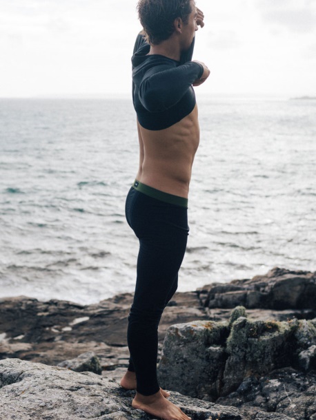 Eddy Merinowolle Lange Unterhose Schwarz/oliv Finisterre