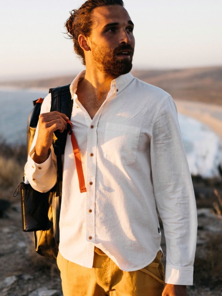 Finisterre Eaton Langarmhemd Ecru