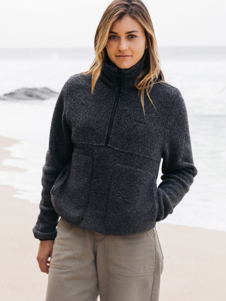 Budock Wollkittelfleece Finisterre Anthrazit Meliert