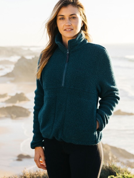 Finisterre Kingfisher Budock Wolle Smock Fleece